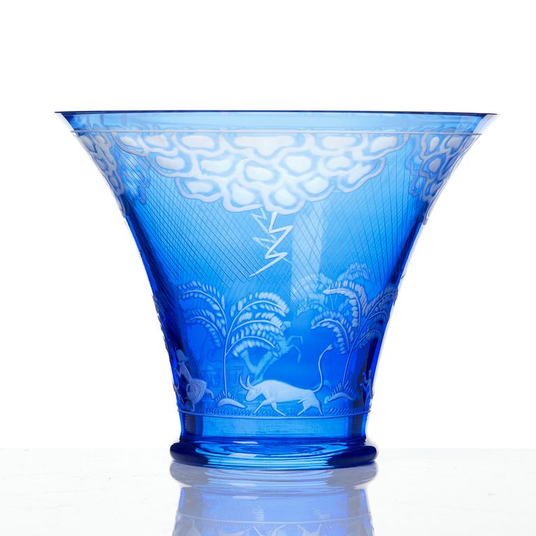 Edward Hald, A bowl, "Thunderstorm", Orrefors, Sweden.