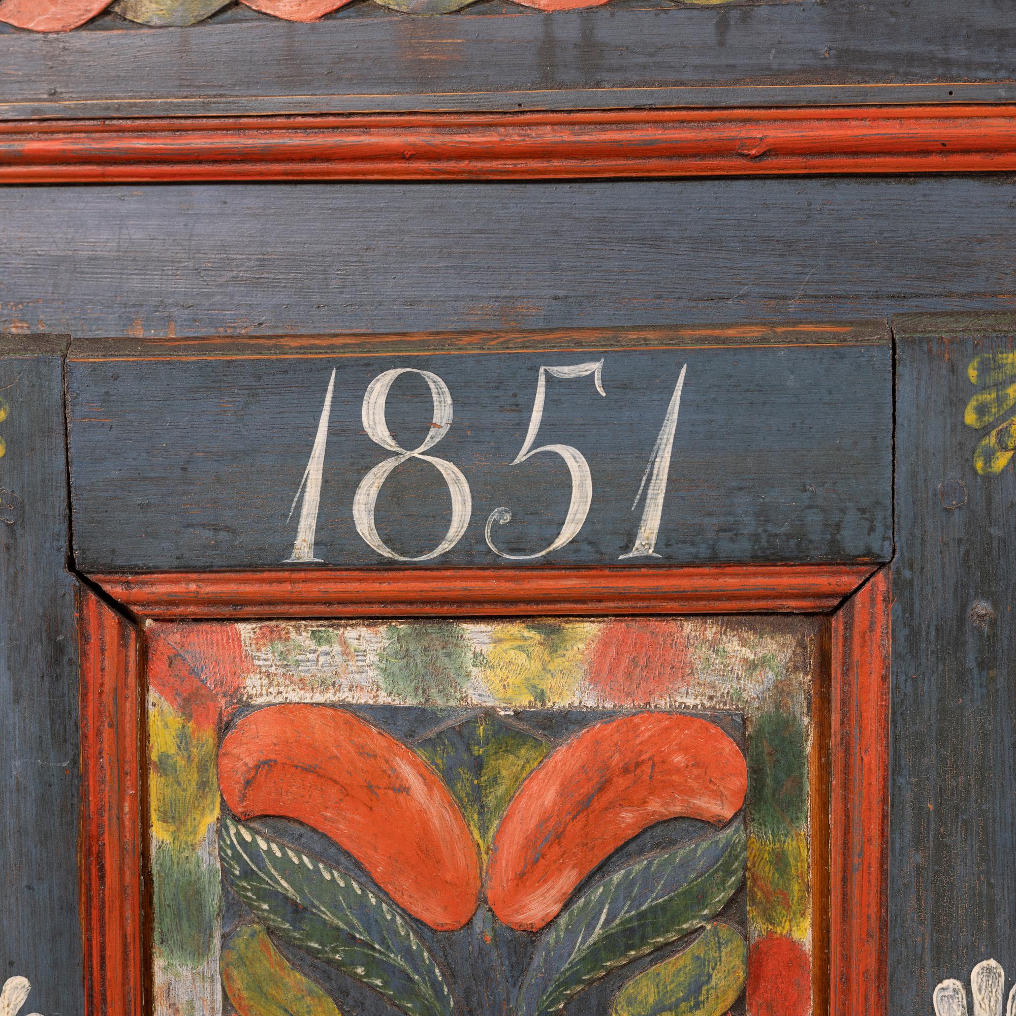 Gift cabinet, folk art, Skåne, painted date 1851.