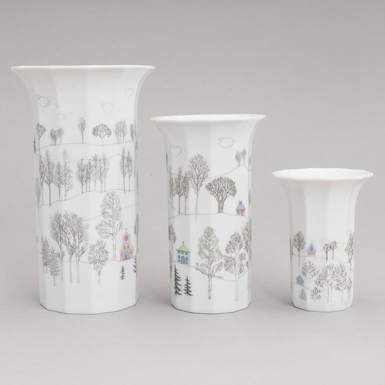 TAPIO WIRKKALA ja RUT BRYK. Posliiniesineitä. 7 osaa. "Winterreise" & "Polygon". Rosenthal. 1900-luvun loppu.