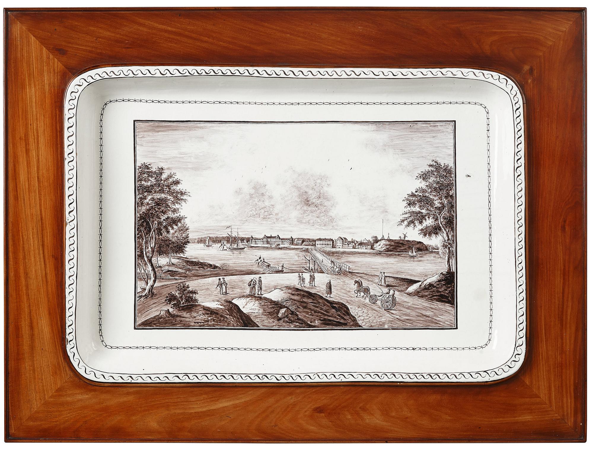 Tebord, med fajansbricka, originalunderrede tillskrivet Gottlieb Iwersson, Sengustavianskt, sent 1700-tal.