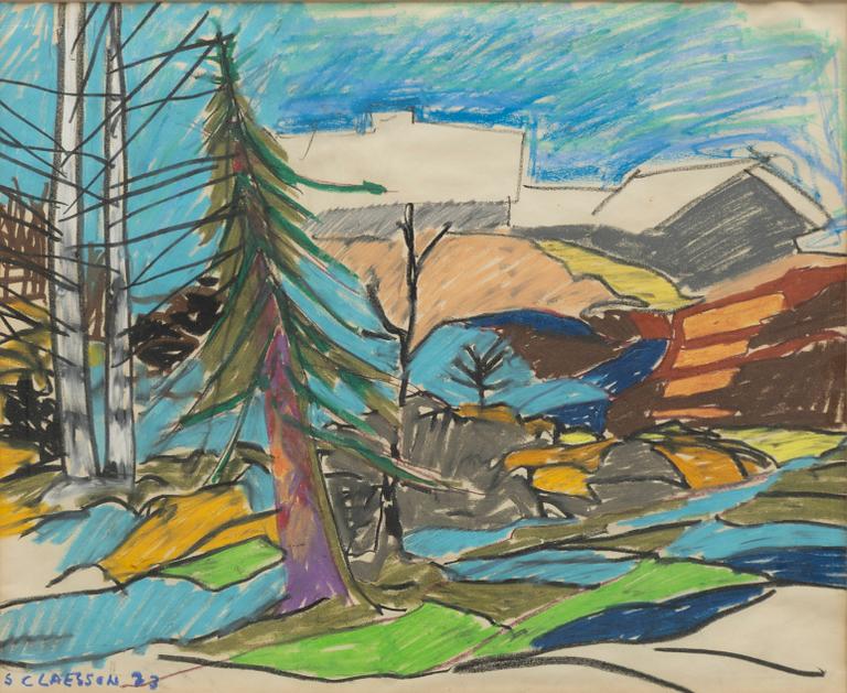 Stig (Slas) Claesson, Landscape with spruce.