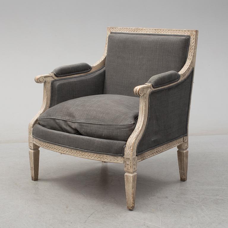 A second half of the 20th century Gustavian style easy chair.