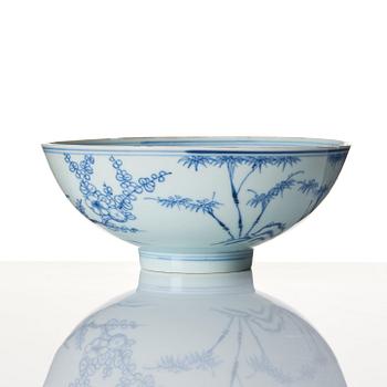 A blue and white 'three friends' bowl, Qing dynasty, 18th century.