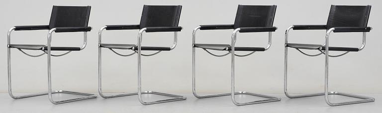 KARMSTOLAR, 4 st, Bauhaus-typ, Fasem, 1900-talets andra hälft.