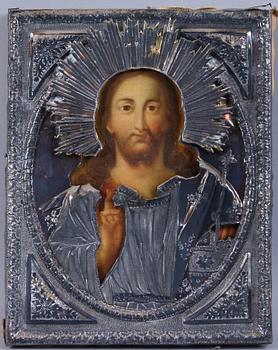 IKON MED RIZZA, silver, bär ryska stämplar.