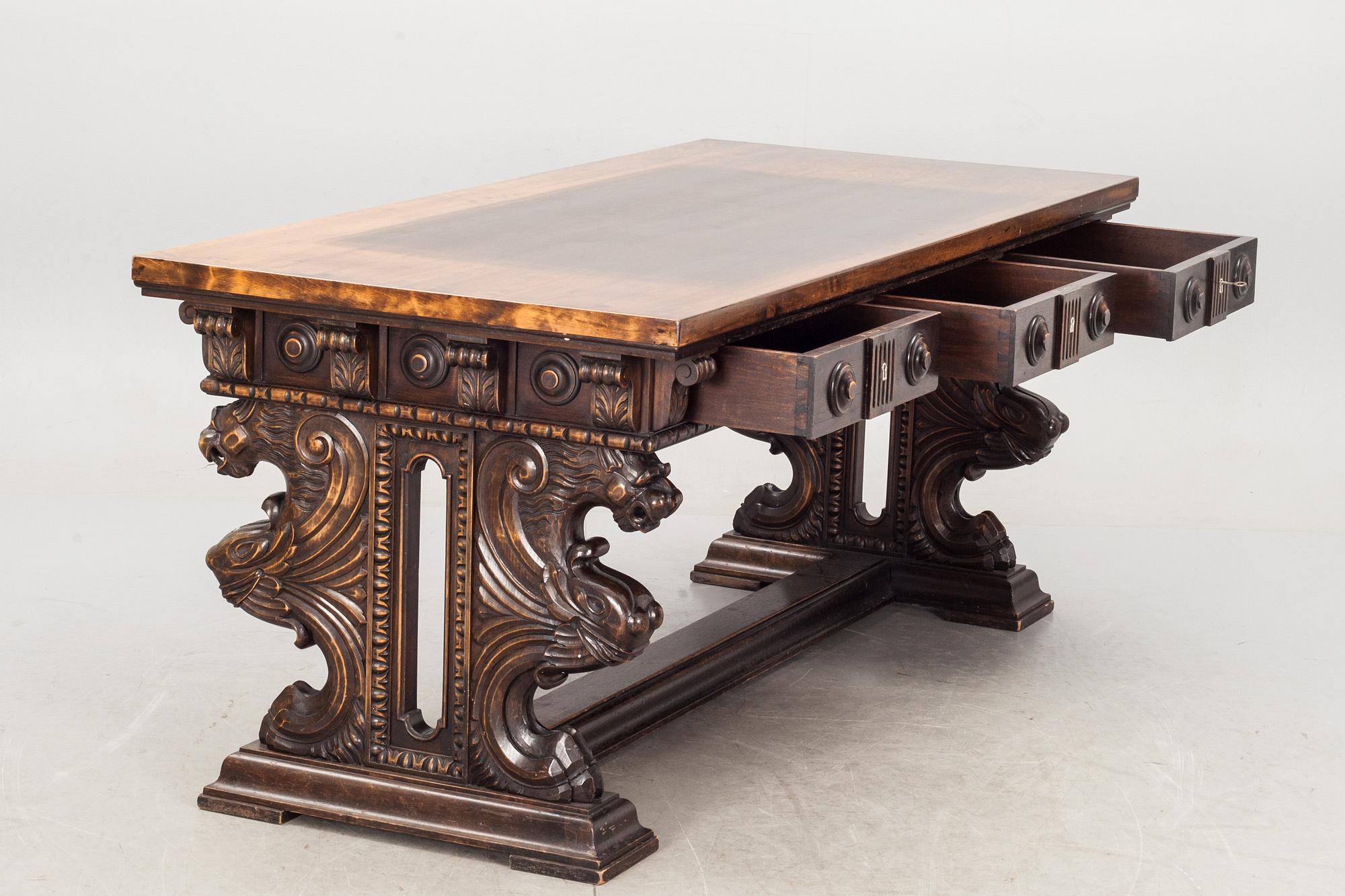 BIBLIOTEKSBORD. Barockstil, 1900-talets mitt.