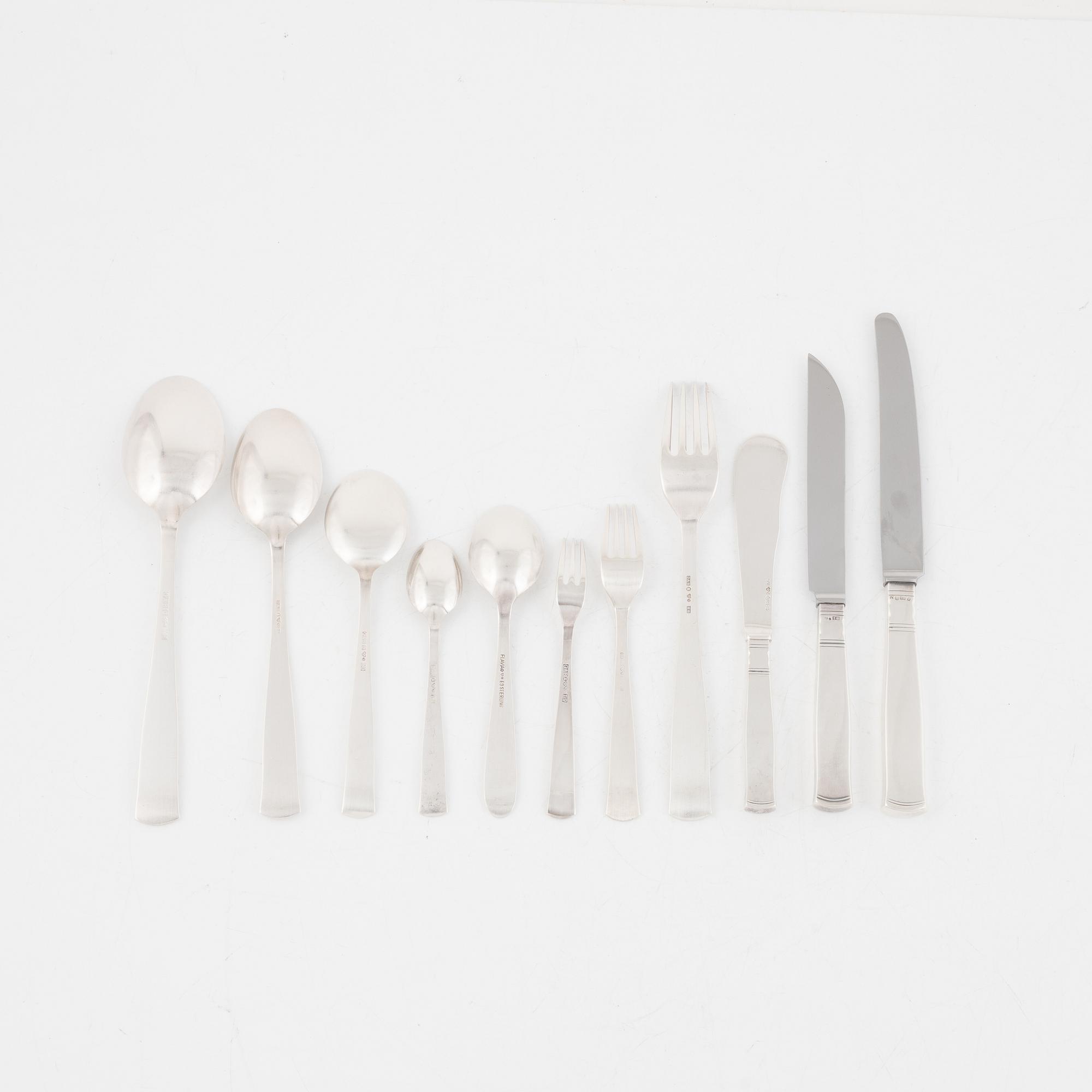 A silver cutlery set, 69 pieces "Rosenholm", GAB and 10 pieces "Flavia, Erik Fleming, Stockholm.