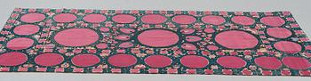 A SUZANI EMBROIDERY, an antique Tashkent, Uzbekistan, ca 217,5 x 112,5 cm.