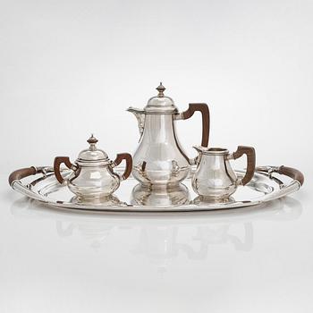 A 4-piece Mexican sterling silver tea set, mid-20th century.