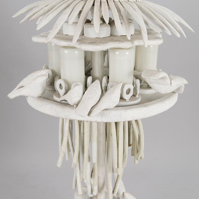 KOSTI AHONEN, sculpture/lamp, wood, glass, signed and dated 1986.