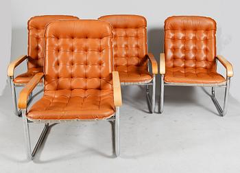 FÅTÖLJER, 4 st, 1900-talets andra hälft.