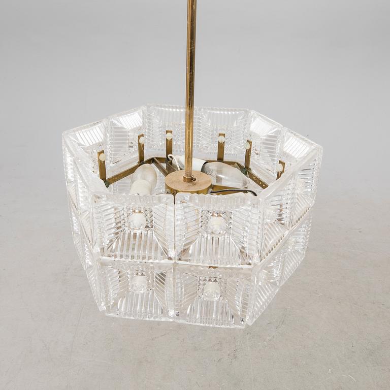 Carl Fagerlund, a glass and brass ceiling pendant Orrefros later part of the 20th century.