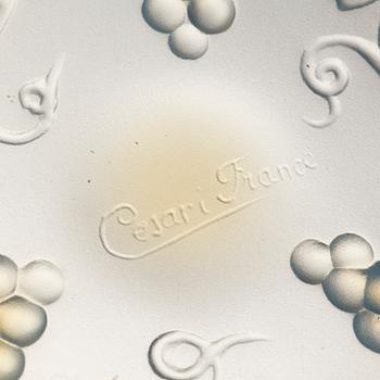 TWO FRENCH GLASS DISHES BY CESARO AND SABINO.