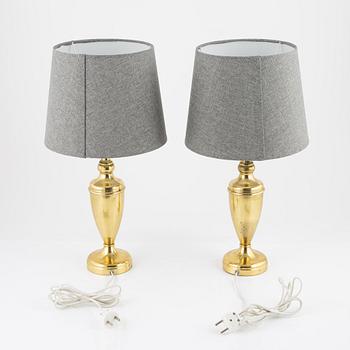 A pair of brass table lights, Nybro Armaturfabrik, 1970's.