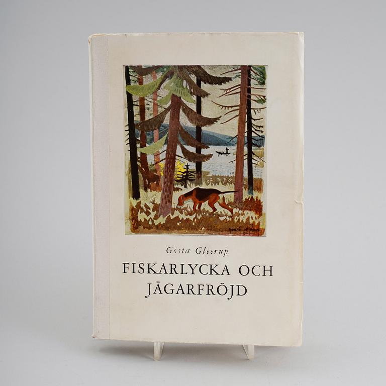 HARALD WIBERG, blandteknik, signerad och daterad 1958. Medföljande bok: Gösta Gleerup, Fiskarlycka och Jägarfröjd.