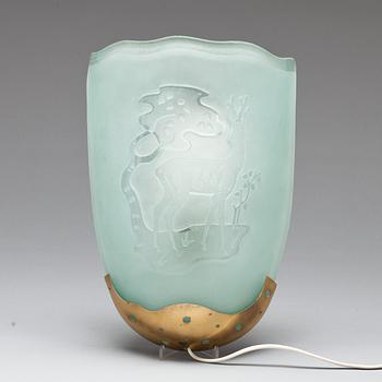VÄGGLAMPA, glas, Glössner, signerad och daterad -45.