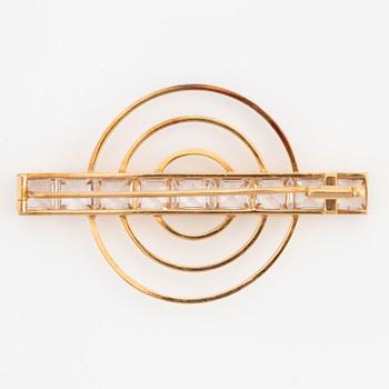 Brooch, Stigbert, Engelbert, 18K gold with synthetic white stones.