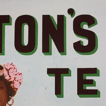 Skylt, emalj, "Lipton's te àr det Finaste i Werlden", Chromo Wolverhampton, England, tidigt 1900-tal.