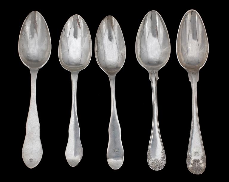 MATSKEDAR, 12 st, silver, bla Carl Petter Norlin, 1834-61. Totalvikt 607 g.