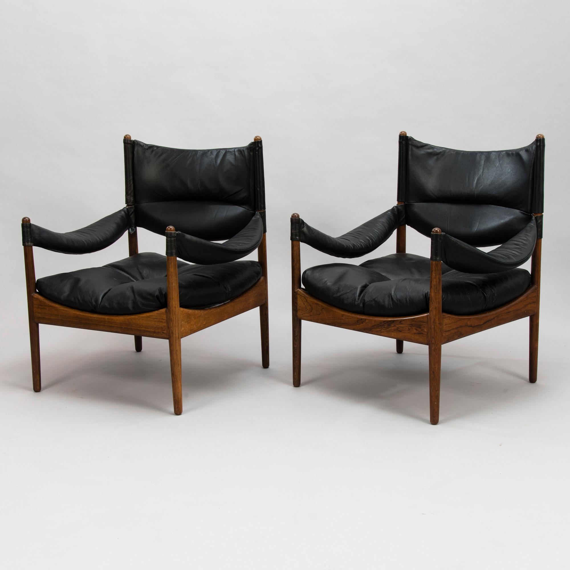 CHRISTIAN VEDEL, a pair of 1960's 'Modus' armchairs and two stools for Sören Willadsen, Denmark.