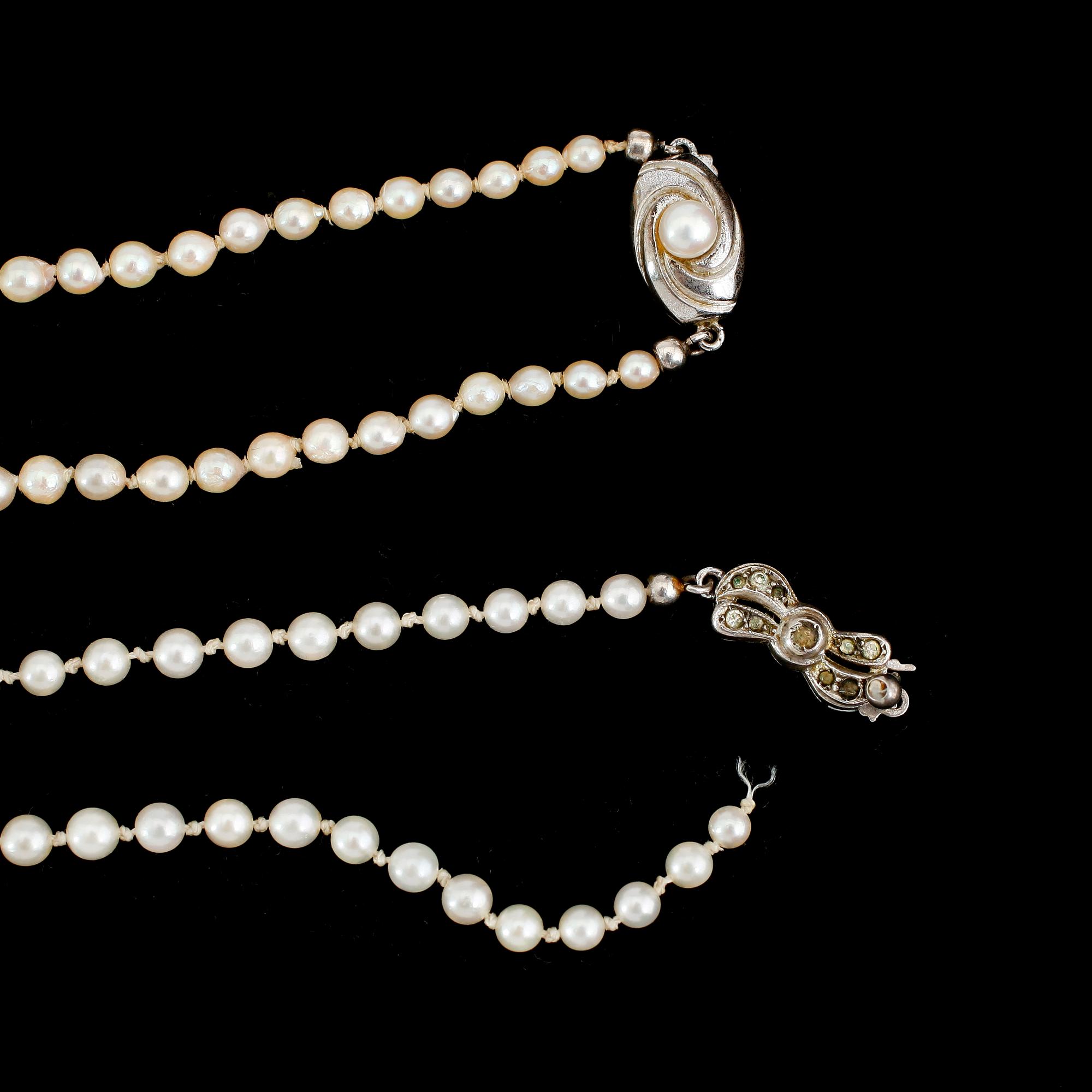 COLLIER, 2 st, odlade doserade pärlor.