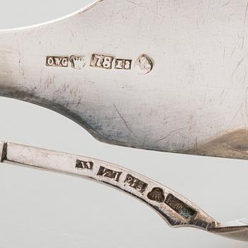 Gräddsnäcka, sked och soppslev, silver, Viborg och Fredrikshamn, 1866-1892.