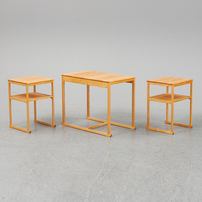 CARL MALMSTEN, a set of three nesting birch tables 'Släden' (The sled), City Möbler AB.