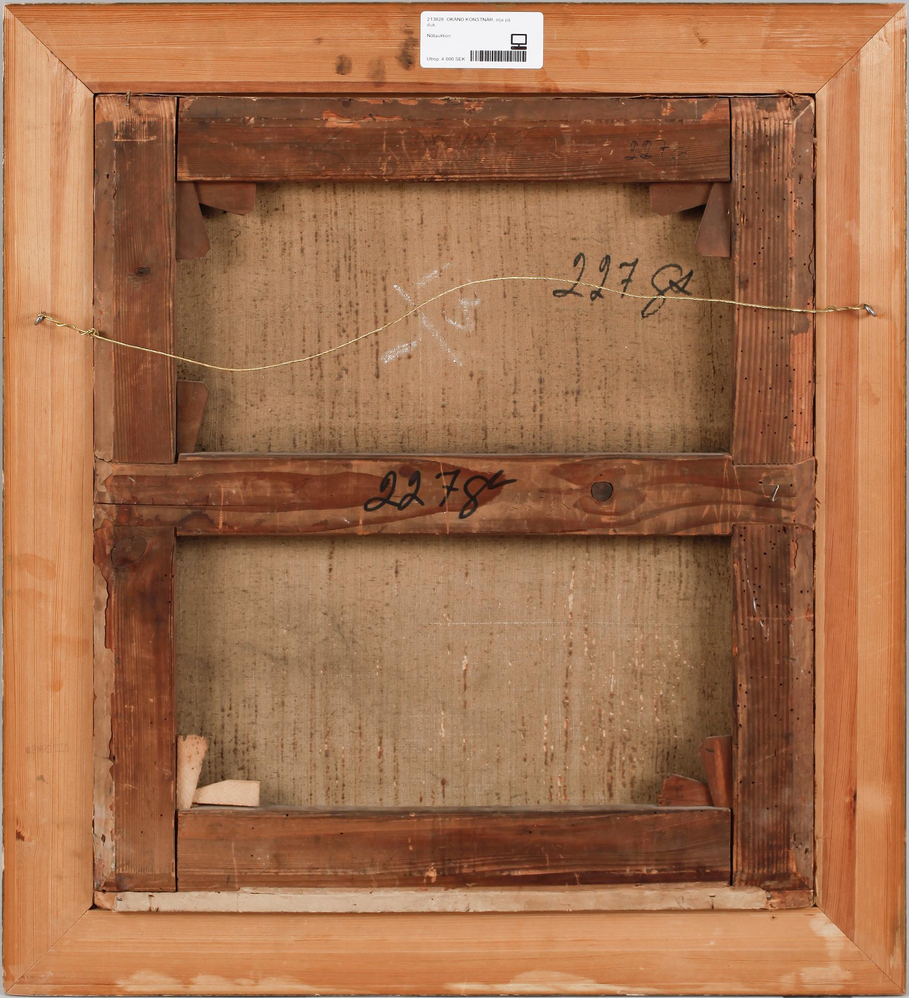 OKÄND KONSTNÄR, olja på duk. 1800-tal.