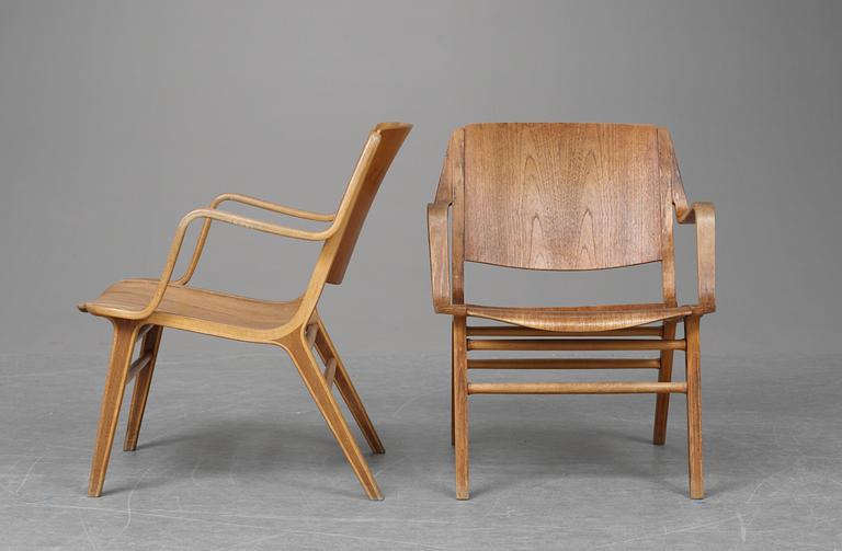 PETER HVIDT & ORLA MOLGAARD NIELSEN, 4 karmstolar, "Ax-stolen", Fritz Hansen, Danmark 1950-60-tal.