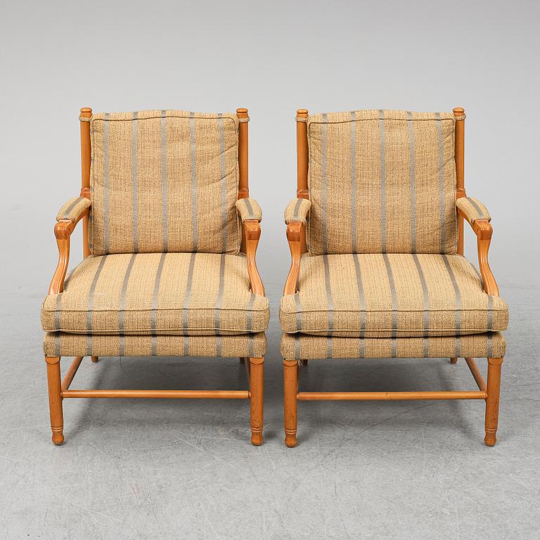 FÅTÖLJER, ett par, gustaviansk stil av s.k. Gripsholmsmodell, Norells möbler, 1900-talets slut.