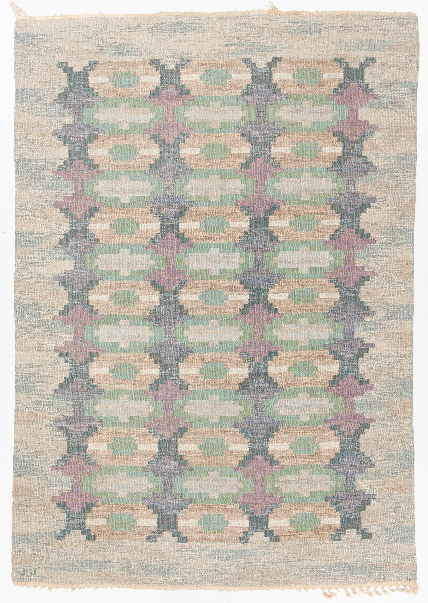 Judith Johansson, a carpet,”Dungen”, flat weave c 243 x 171 cm, signed JJ.
