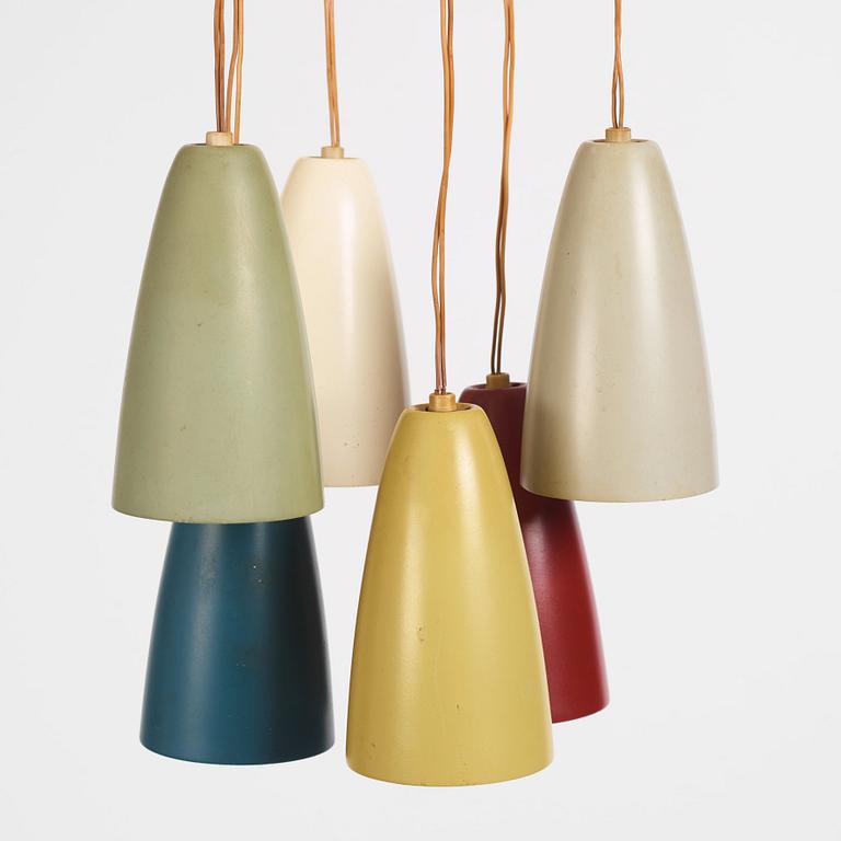 Hans Bergström, taklampa, modell "154/6", ateljé Lyktan, Åhus 1950-tal.