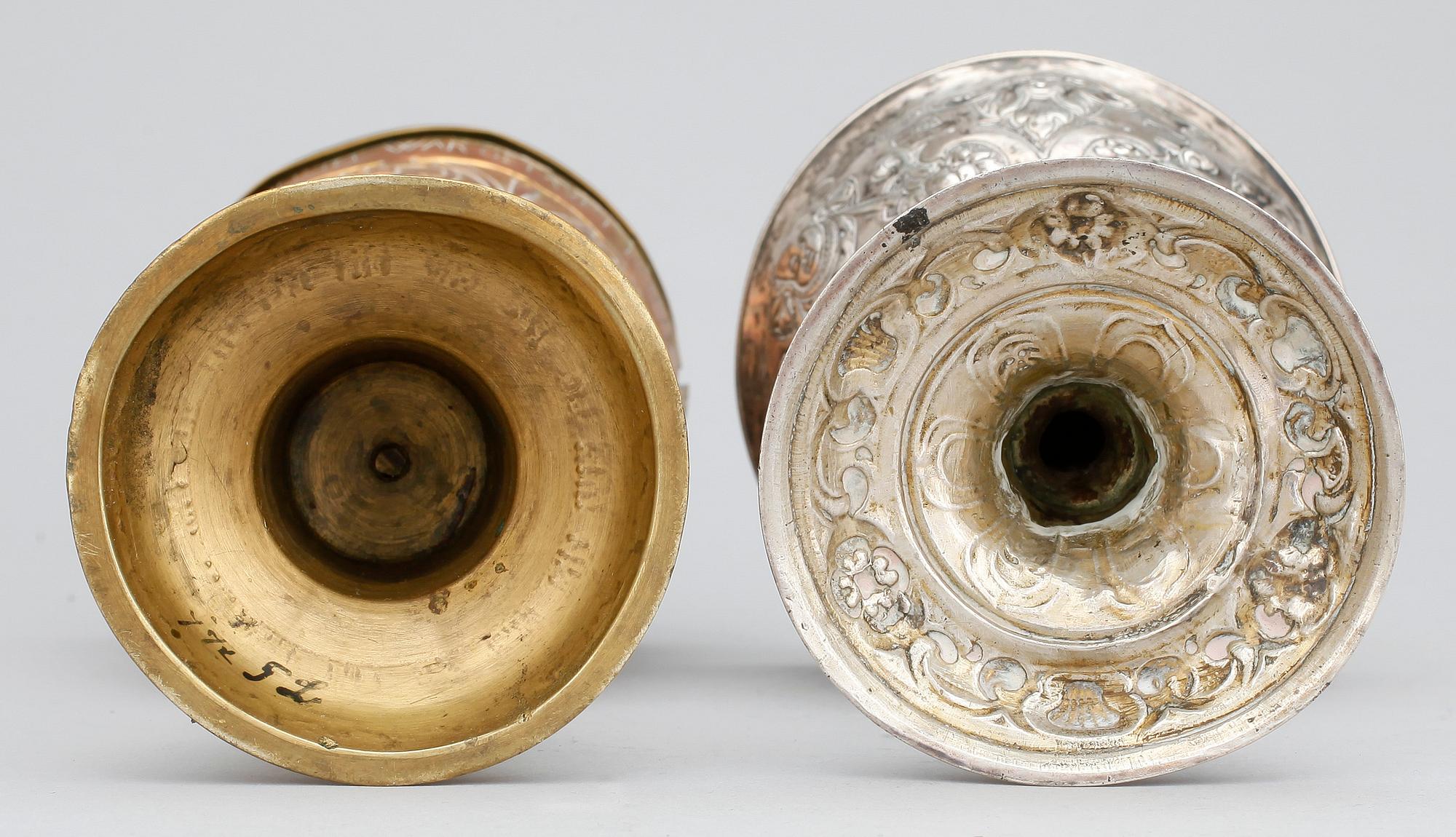 KALKAR, silver resp mässing och koppar, renässansstil, sent 1800-tal.