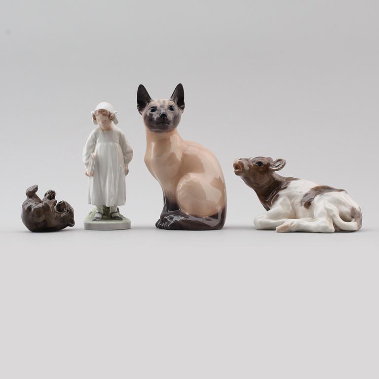 FIGURER, 4 st, porslin, Royal Copenhagen, Danmark.