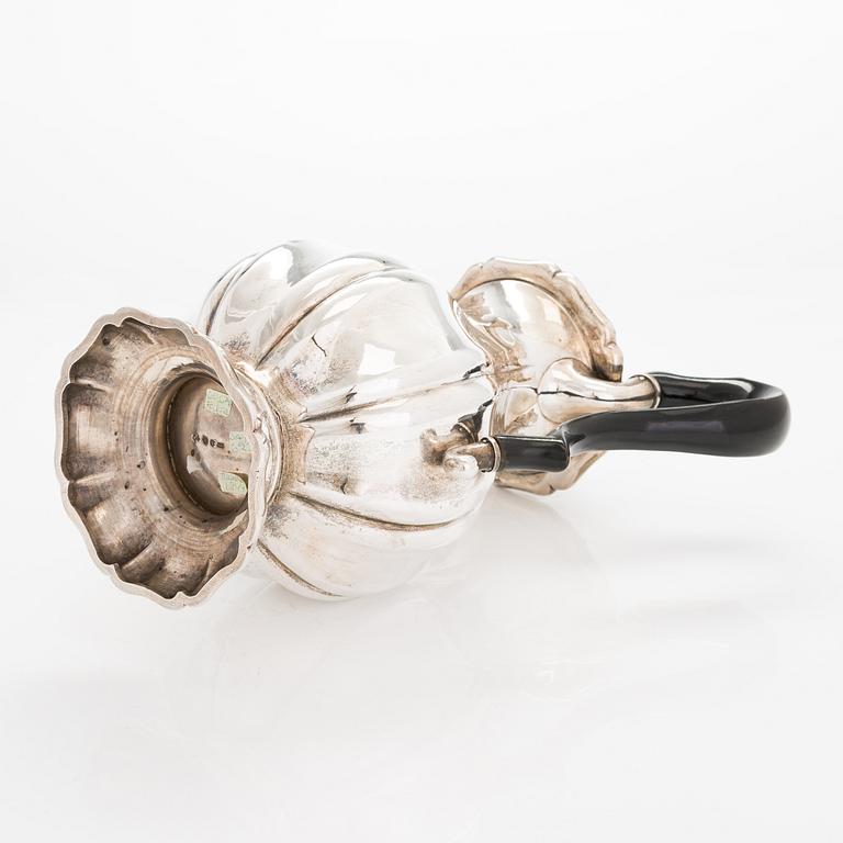 A Swedish 19th-century silver coffee pot, maker's marks of Gustaf Folcker, Stockholm 1844.