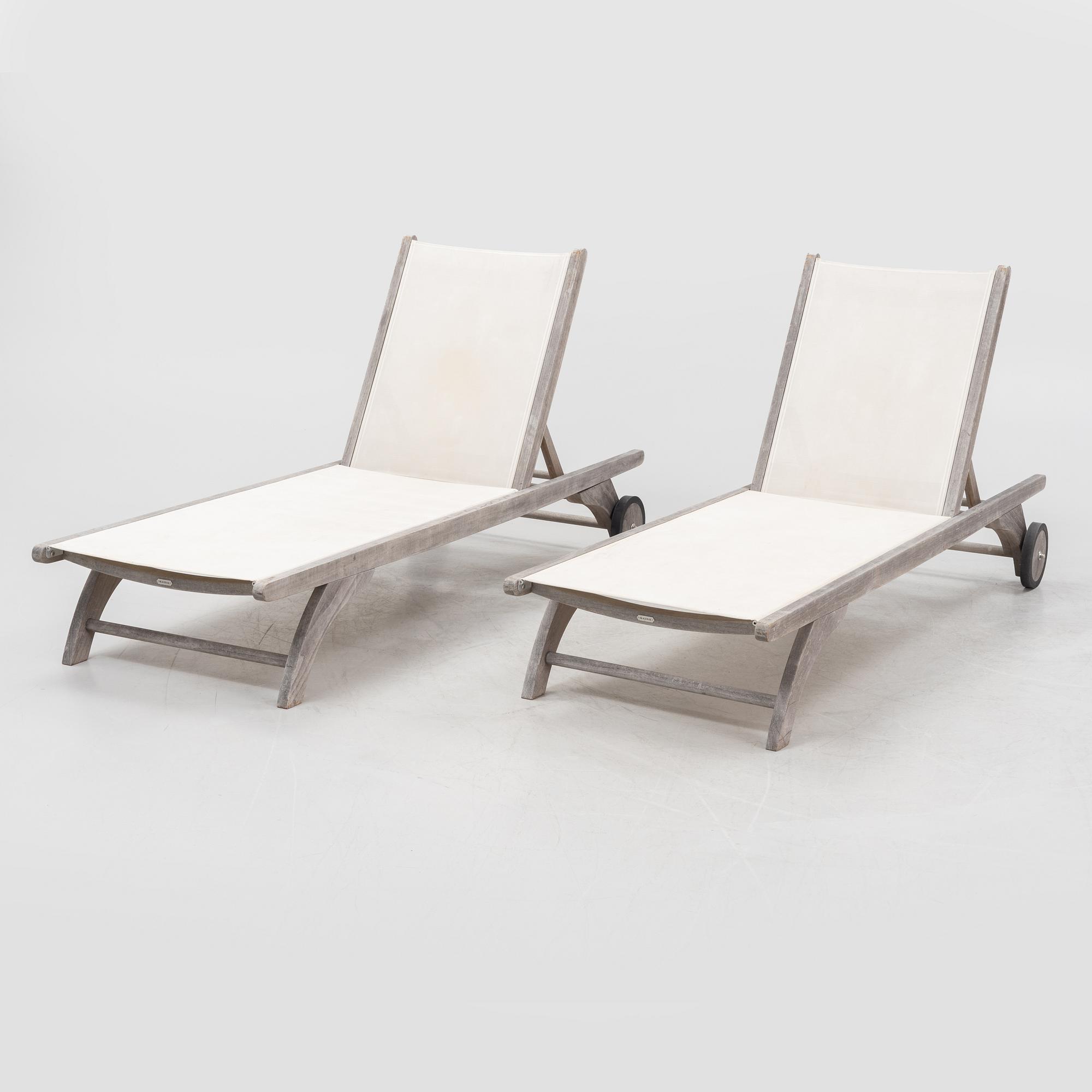 Däckstolar, ett par, "Columbus Sunbed", Skagerak, Danmark.