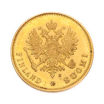 Gold coin, 10 marks, Finland 1882.