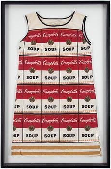 ANDY WARHOL, "The Souper Dress", Färgserigrafi på bomull/pappersklänning, ca 1965, efter Andy Warhol.