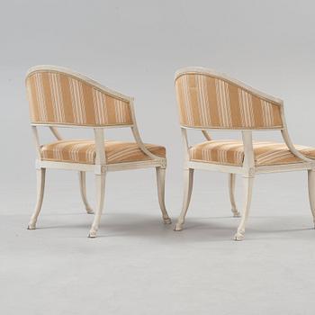 A pair of late Gustavian armchairs by Ephraim Ståhl, master 1794.