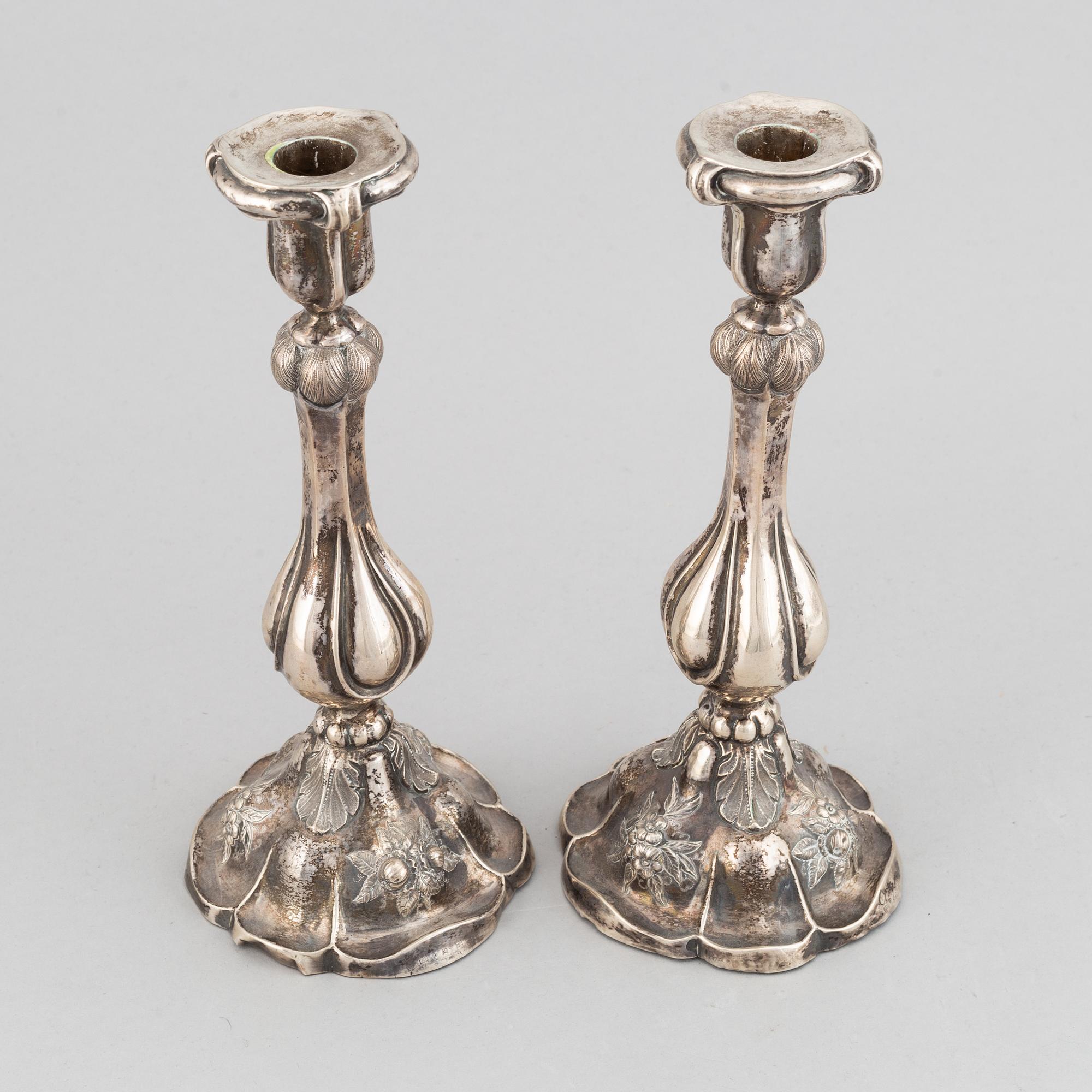 Gustaf Dahlgren, ljusstakar, ett par, silver, Malmö, 1860.