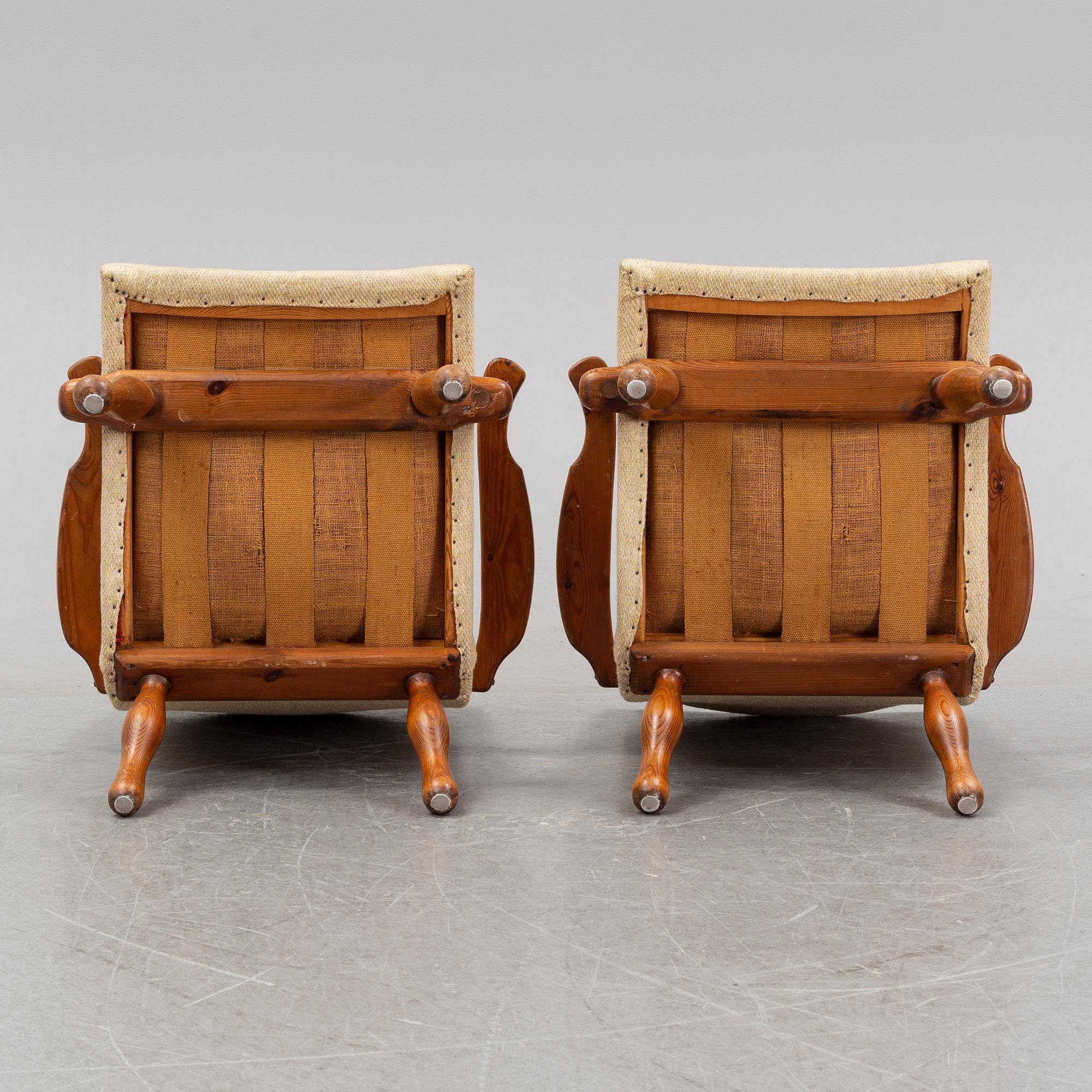 A pair of 1940's Swedish Modern easy chairs.