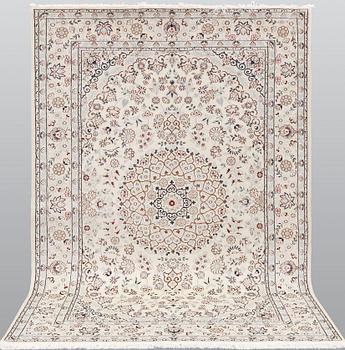 A part silk, Nain carpet, so called 9 LAA, ca 243 x 168 cm.