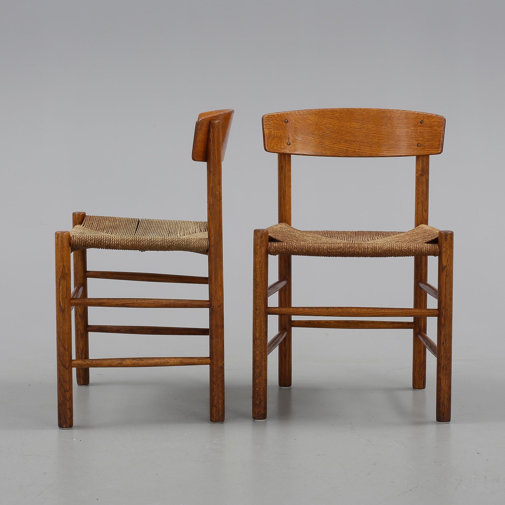 STOLAR, 2 st, "J39", Börge Mogensen, Danmark, 1900-talets andra hälft.