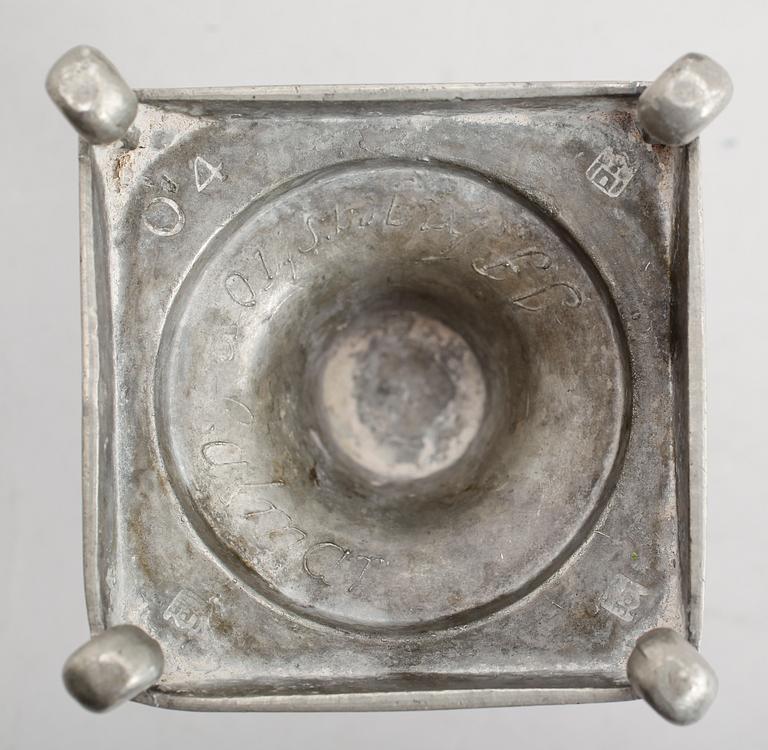 LJUSSTAKAR, 1 par, tenn, IP Fagerström, Kalmar 1844.