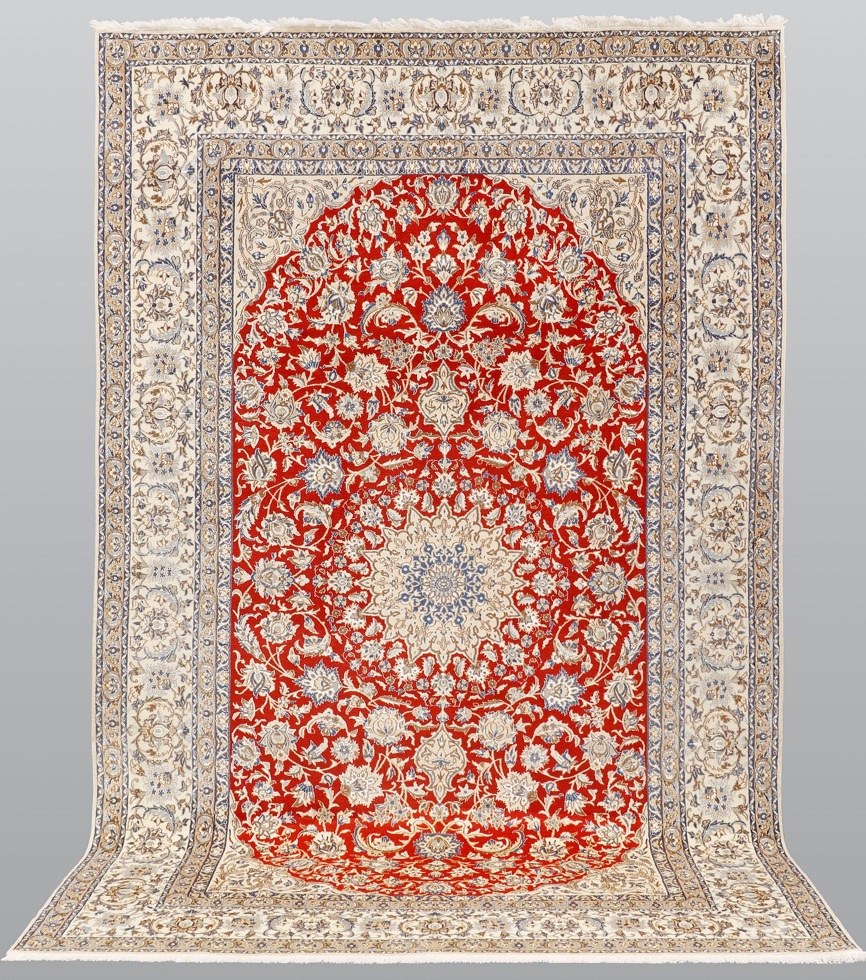 A carpet, Nain part silk so called 9LAA, ca 317 x 202 cm.