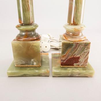Table lamps, a pair, onyx, 70s.