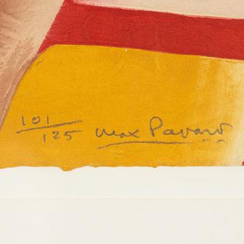 Max Papart, carborundumetsning med collage, signerad 101/125.