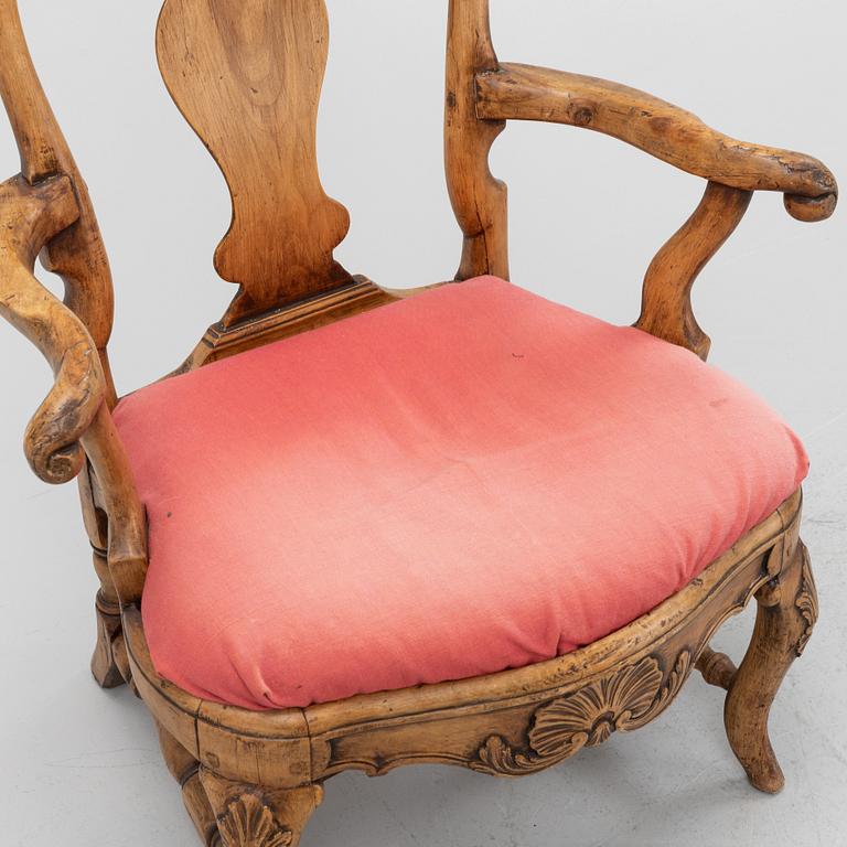 A rococo armchair, mid 18th Century.