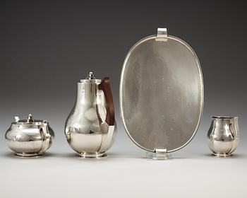 A Hans Hansen 3 pcs sterling coffee service with tray,