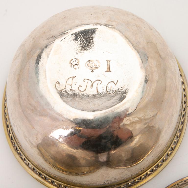 Tumblers, 3, silver, Conrad Gadd (active 1725–1750), Kristianstad.
